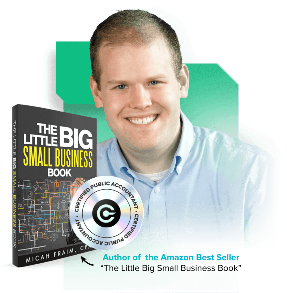 Micah Fraim with his 'The Little Big Small Business Book'