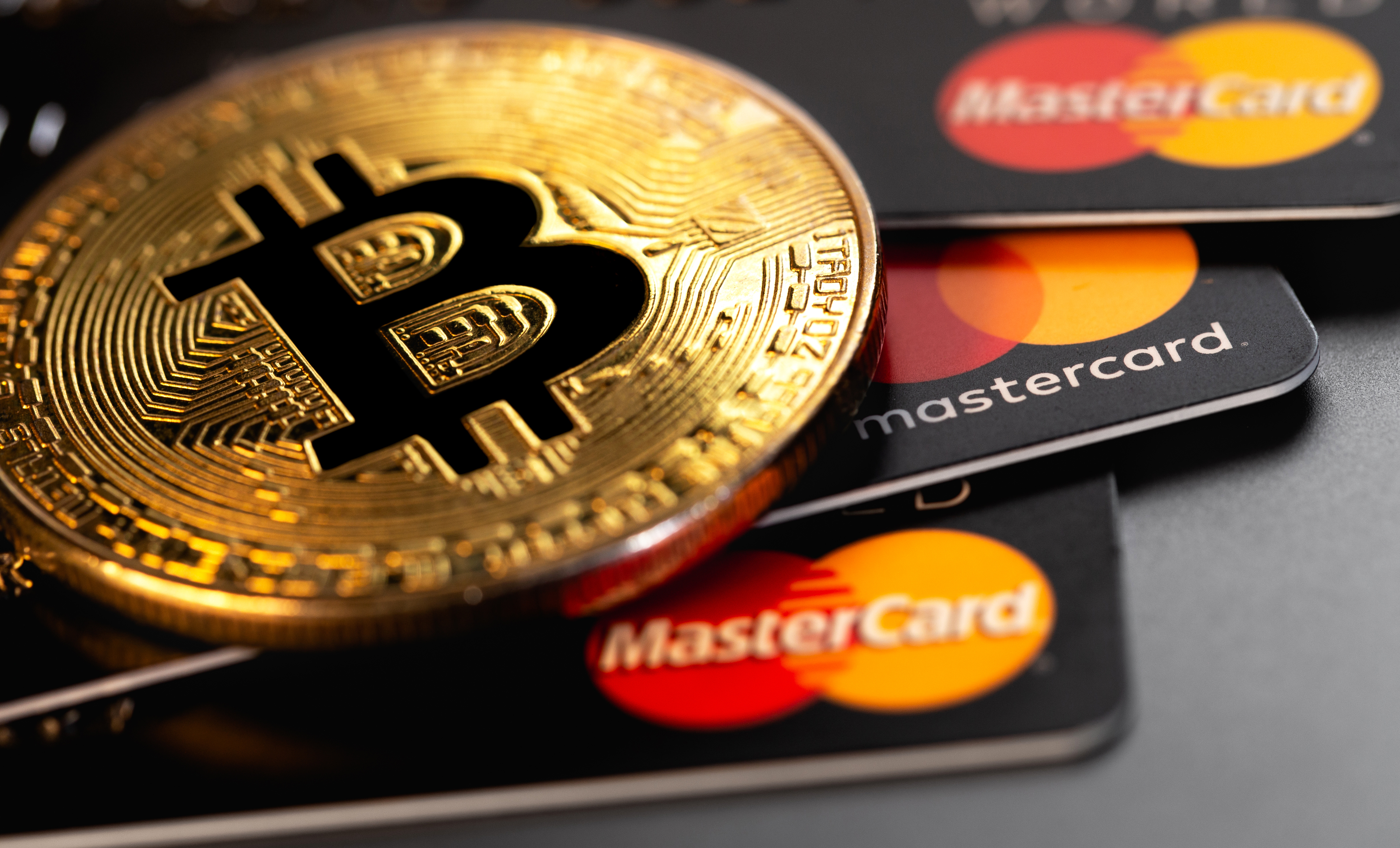 A bit coin and mastercard