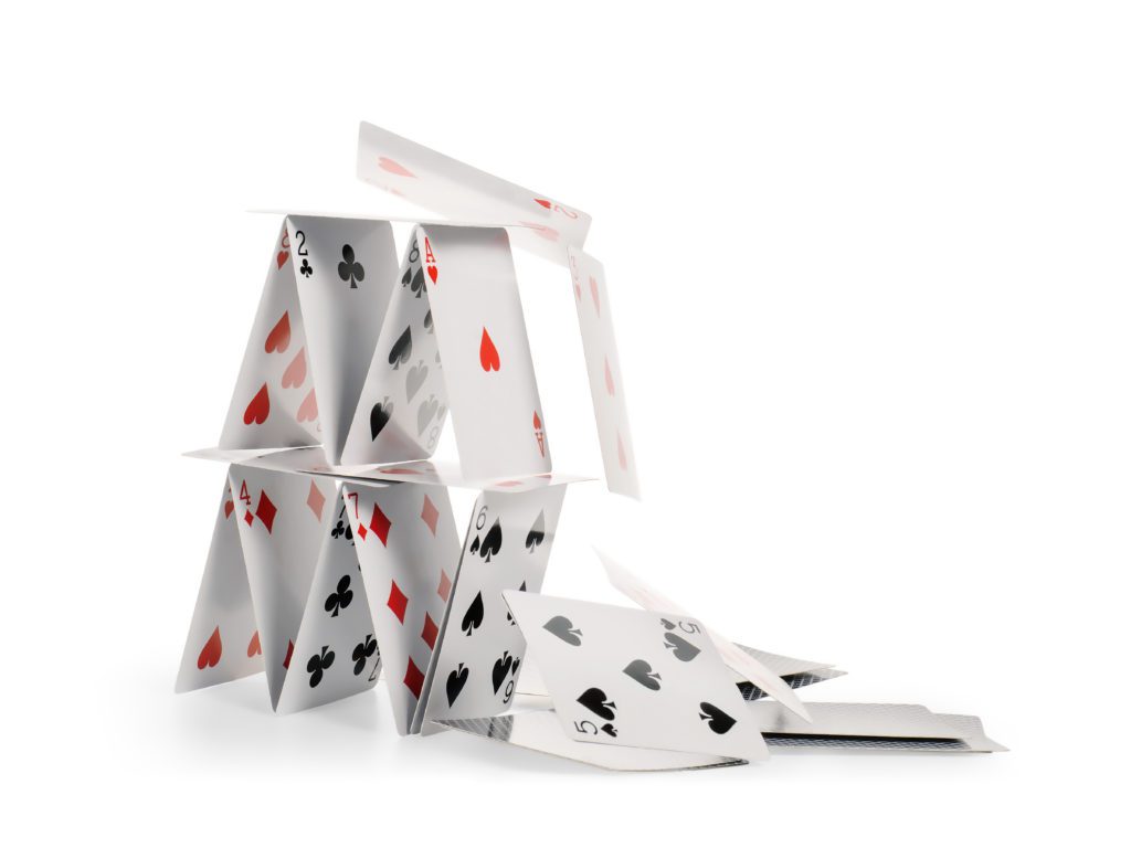 House of cards falling down