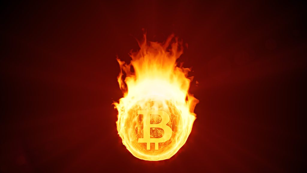 Bitcoin token on fire