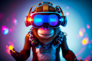 NFT monkey wearing VR headset