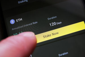 crypto investor staking ethereum on an exchange